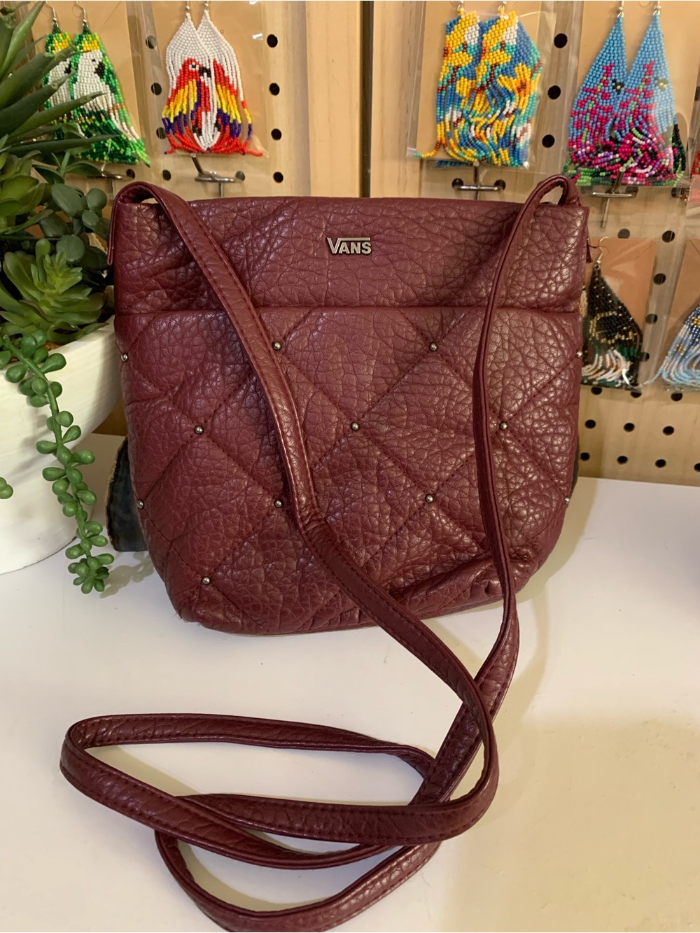 Vans Quilted Crossbody Bag in Wine